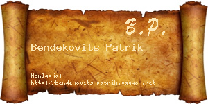 Bendekovits Patrik névjegykártya